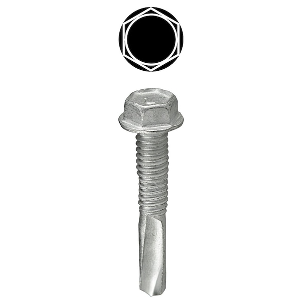 Dottie Self-Drilling Screw, #12-14 x 1-1/4 in, Weather Resistant Coated Steel Flange Hex Head 100 PK TXV12114 - main